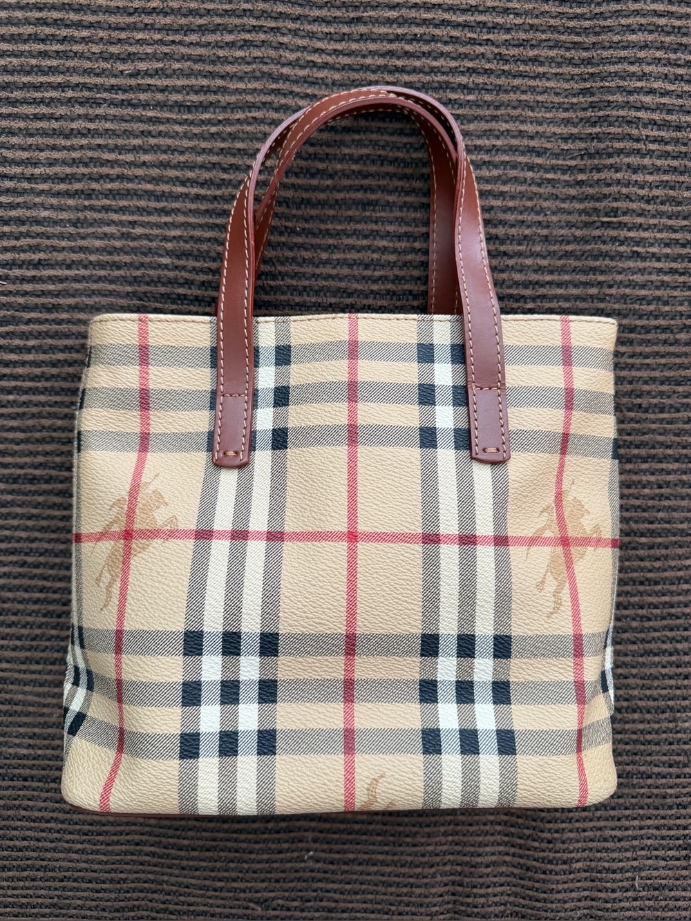 Burberry Nova Check Haymarket Coated Canvas Small Tote Bag L8.5 in x 7.5 in x4in